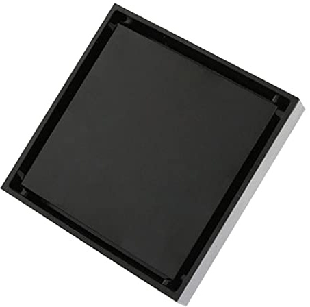Buachois Unsichtbarer Bodenablauf, 10cm / 3.9in Edelstahl Duschablauf, Boden Abfluss Abdeckung mit 1,3 mm Schwarzer Unsichtbarer Einbettziegel Verdrängung Filter Geruchsdichter Duschrinne Ablaufrinne