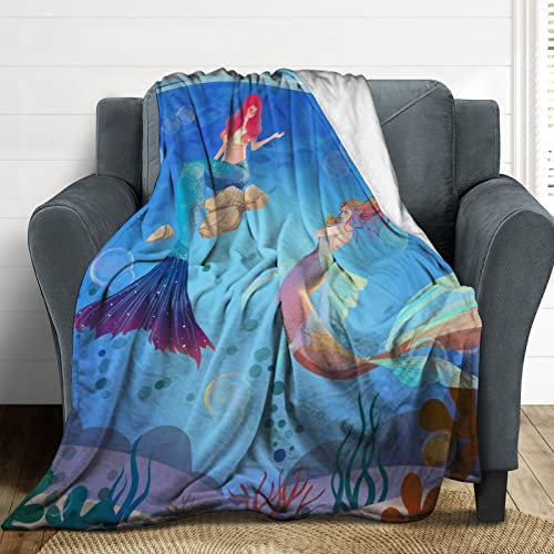 FJQWKLF Niedliche Überwurfdecke mit Meerjungfrauenschwanzschuppen für Couch, Sofa, Bett, Überwurfgröße, weiche, Flauschige Plüschdecke, luxuriöse Flanelldecke, super gemütlich, bequem, 101,6 x 127 cm