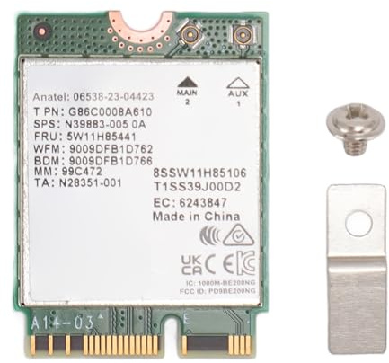Sxhlseller Tarjeta WiFi 7, Adaptador de Alta Velocidad 2400Mbps 5G 5800Mbps 6G BT 5.4 MU MIMO BE200NGW Tarjeta de Red, Tarjeta WiFi 7 Tarjeta de Red para Computadora Win (Tarjeta WiFi 7)