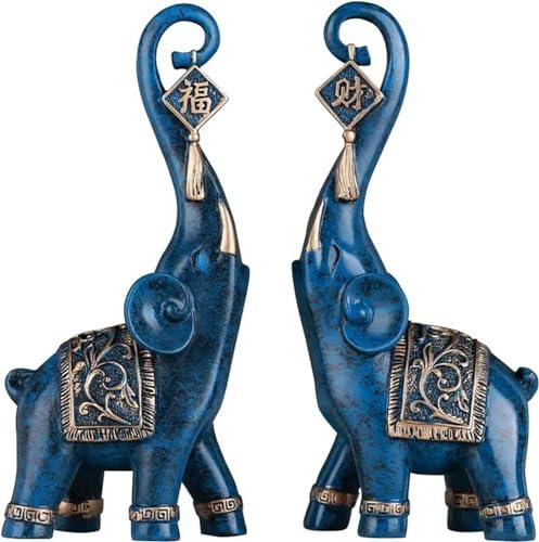 QIJIAYU 2 Piezas Elefante decoración del hogar Estatua de Elefante Decorativo hogar Elefante Regalo Sala de Estar decoración de Entrada