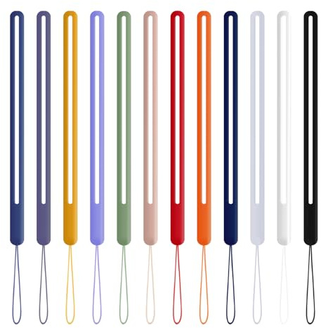 Amabro 12PCS Silicone Wrist Lanyard Anti-loss Hand Wrist Strap Lanyard | Short Small Wrist Lanyards for Mobile Phones, Camera, Keychains(Multicolor)