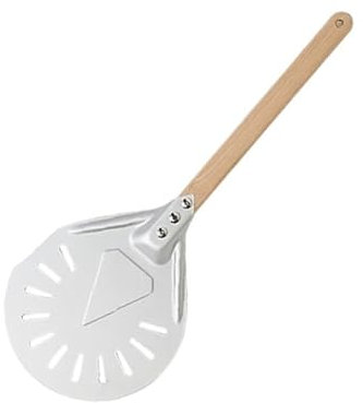 NihaoWXM Pelle à Pizza Ronde perforée et rotative en Pouces, poignée en Bois antidérapante, Pelle à Pain, Outils de pagaie, Accessoires de Four d'extérieur Pelle A Pizza(8 inch 40cm)