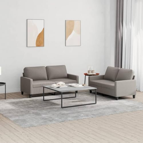 LAPOOH 2-TLG. Sofagarnitur mit Kissen Taupe Stoff, Sofas & Couches, Sofa Wohnzimmer, Sofa Für Jugendzimmer, Relaxsofa, Sofa Für Schlafzimmer, Polstersofa - 3201451