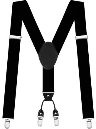 AUYAO Herrhängslen hängslen män extra starka breda 3,5 cm med mycket starka 4 metallklämmor tunga män hängslen justerbar elastisk en storlek passar alla hängslen för män och kvinnor Y-form