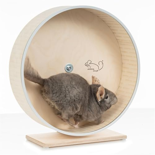 Lautloses Premium-Chinchilla-Laufrad, 41cm, Stabiler Ständer, Antibeißrand, hergestellt in Lettland