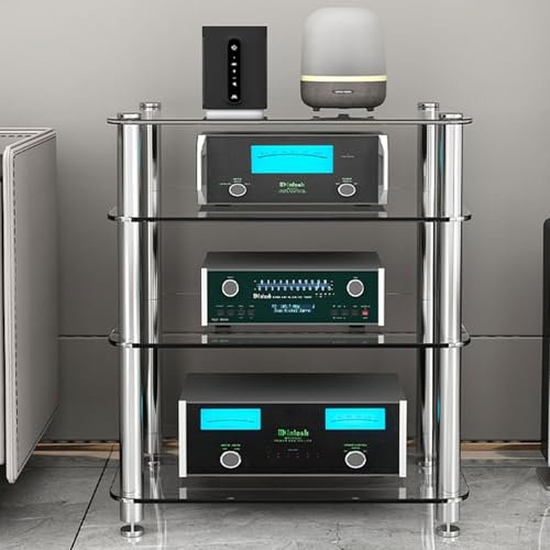 Hifi Rack Audio Video Shelving Unit, 72cm Tall Av Media Stand Shelf - Display Record Player Stereo Receiver, Corner Entertainment Center, 4 Layer Household Hifi Audio Rack Tower(B h-72cm (28 2/5''))