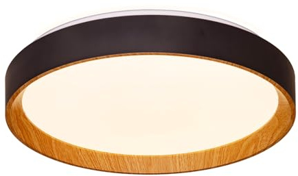 Alpinaluz Plafón LED Techo 30W Ø40cm Luz CCT 3000K 4000K 6000K, Diseño Moderno, Carcasa de Policarbonato Resistente con Lateral Negro y Interior en Efecto Madera para Salón Dormitorio