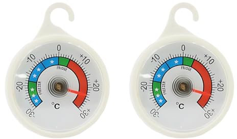 JIEHU 2 Pcs Fridge Thermometer, Dial Refrigerator Thermometer, Fridge and Freezer Thermostat for Temperature Control, Fridges Thermostat with Coloured Zones, Error range: ±2 degrees