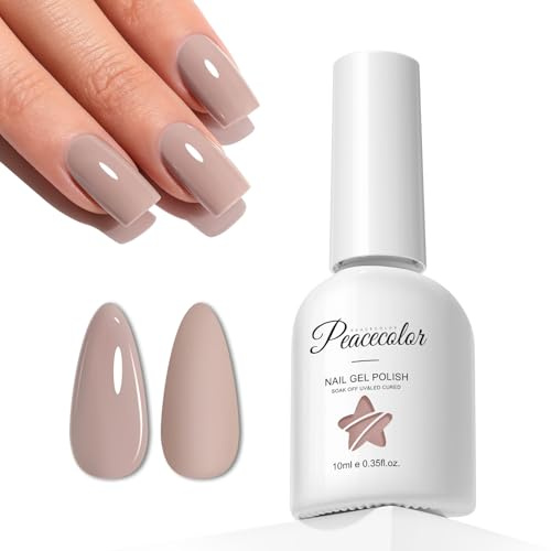 Peacecolor Smalto Semipermanente Unghie Taupe Chiaro, 10ML Soak Off Smalto Unghie UV Gel Polish, Smalto per Unghie Semipermanente Studio di Manicure Fai da Te a Casa