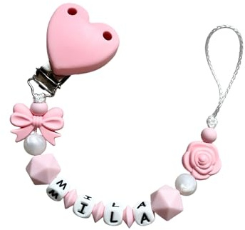 Generisch Baby Kette mit Namen Mädchen Personalisiert rosa Namenskette Silikon