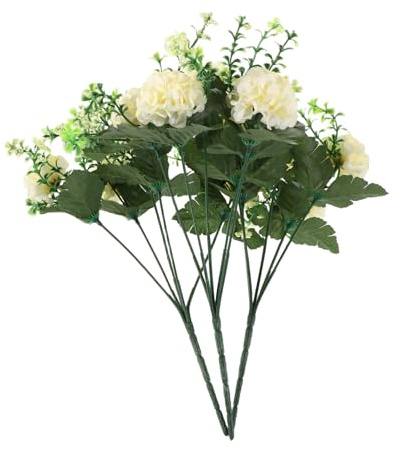 FUNOMOCYA 3pezzi Fiori Artificiali Di Ortensia Fatti Di Plastica Ortensie Bianche Finte Realistiche Teste Di Ortensia Artificiali Per Decorazioni Stagionali e Feste