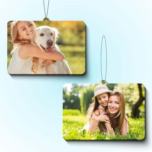 Duftbaum Auto Personalisiert, Auto Duft mit Text und Foto, maßgeschneiderte Lufterfrischer für Autos, doppelseitiger Druck, Lufterfrischer für Auto, Zuhause, Geschenk,Familie(Rechteckig)