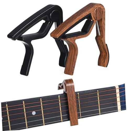 Alipis 2 Stück Kapodaster aus Holz Akustikgitarre Gleichmäßiger Druck Präzise Stimmung Kompatibel mit Standard Gitarren Langlebiges Zubehör für Akustische und Elektrische Gitarren