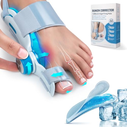 Tech Love Bunion Corrector Big Toe Straighteners, Adjustable Knob Double Correction, Bunion Pad with Cooling Gel for Big Toe Relief Hammer Toe Straightener, Suitable for Left and Right Feet (1PC)