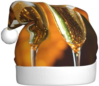 AYYQWE Gorro de Papá Noel con estampado de copa de vino para hombres y mujeres, decoración de fiesta, Año Nuevo, celebraciones, gorro de Navidad