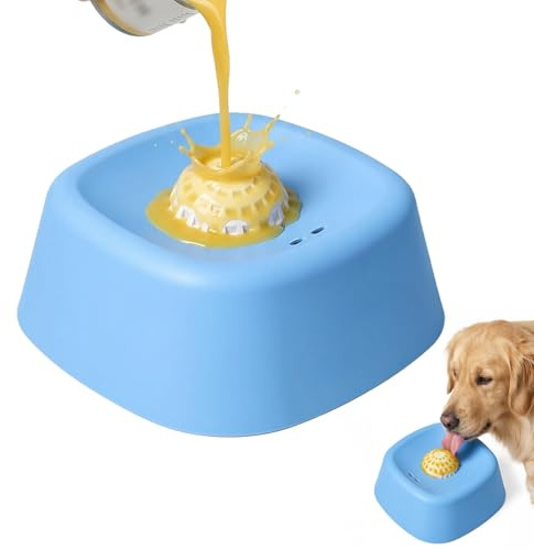 Dog Lick Bowl,Slow Feeding Dog Bowl,Spillproof Ball-In Dogs Slow Feeder Bowls for All Breeds,Boredom Relief and Mental Stimulation,Entertained Interactive Dogs Liquid Treat Licky Sip Bowls (Blue)
