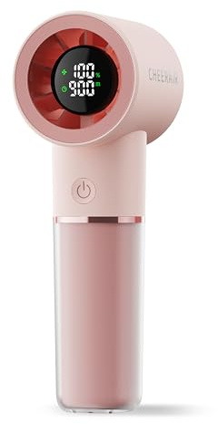 Cheerair Handheld Portable Fan, 6-Speed Powerful Mini Personal Fan, Rechargeable 5000mAh Battery with Up to 15 Hours Runtime, Pocket Turbo Fan with Smart LED Display, Ideal for Travel, Camping, Makeup