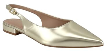 MODELISA - Zapatos de Tacón Bajo Slingback para Mujer, Bailarinas de Punta con Hebilla, Zapatos de Vestir Planos Metalizados (Dorado, Sistema Tallas Calzado EU, Adulto, Mujer, Números, Mediano, 37)