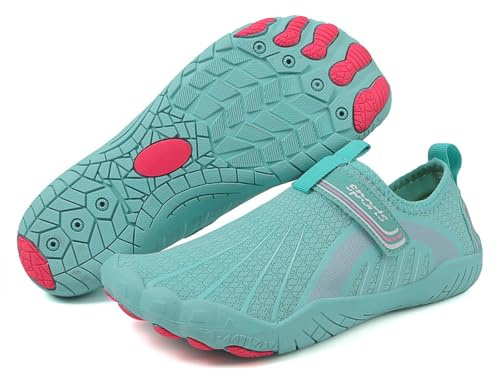 Chaussures Aquatiques Pied Nu Unisexe Homme Femme avec Scratch Ajustable,Maille Respirante séchage Rapide antidérapante,Plage Natation Yoga randonnée rivière Sport Fitness Outdoor été(Mint Green,40)