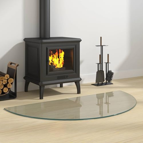GeenYuu Feuerstelle Glasplatte Transparent 1000 x 500 mm rechteckige Ofenplatte aus gehärtetem Glas mit polierten Kanten als Kaminbodenplatte für Brandschutz und Bodenschutz bei Kaminofen und