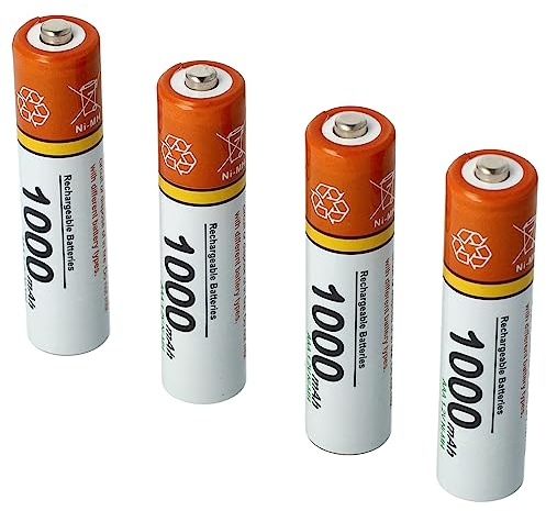 vhbw Lot de 4 Piles Rechargeables AAA, HR03 1000mAh Compatible avec Siemens Gigaset AS285, C300, C590, C595, C610, C610A, C610H, C610 IP, CX610 ISDN