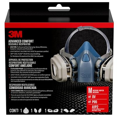 3M™ Advanced Comfort Reusable Respirator 7512P1-DC, OV/P95, Mdm, 1-Fcpc, 1-pr of 6001 Crtdgs, 2-prs 5P71 Fltrs, 1-pr 501 Rtnrs