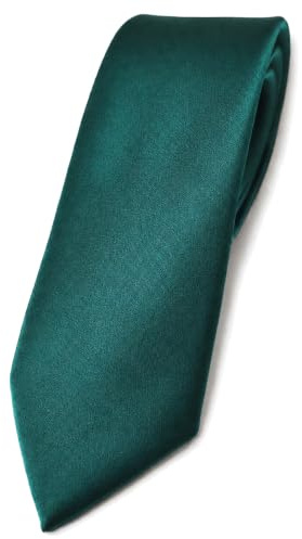 TigerTie Herren Krawatte 6 cm schmale Satin Tie in grün petrol dunkles türkis einfarbig uni Business, festliche Veranstaltungen und Freizeit