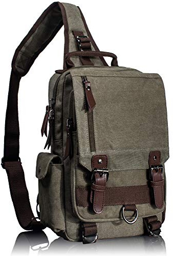 Leaper Retro Crossbody Bag Sling Bag Canvas Messenger Bag for Men Women Shoulder Bag Crossbody Handbags Satchel Army Green, L