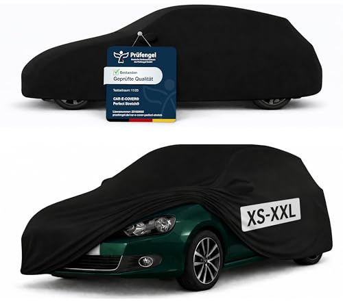 Car-e-Cover Autoabdeckung Indoor Stretch - Car Cover Vollgarage Gr. XS | Elastisches 180 g/m² Jersey, atmungsaktiv & lackschonend, konturgenau, Staubschutz für Garage & Halle, 3 Farben, 8 Größen
