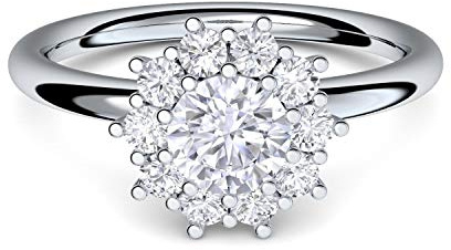 Verlobungsringe von AMOONIC mit Zirkonia Stein Silber 925 Luxusetui | Cocktailring moderner Ring Designerring Einkaräter Antrag Silberringe Ring wie Diamant Weißgold AM48SS925ZIFAZIFA