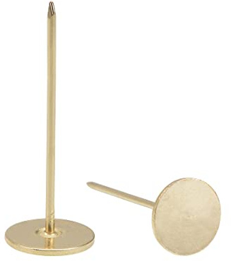 sourcing map 40 Stück Polsternägel, flacher Kopf 18mmx50mm Möbelnägel，Reißnägel für Möbel, Sofa Kopfteile Gold