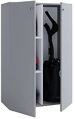 VCM Holz Besenschrank | 4 Fächer | Haushaltsschrank | Maße: B. 70 x H. 111 x T. 38 cm | 2 Drehtüren – Lona L