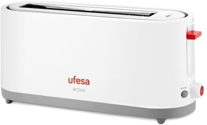 Ufesa Tostador TT7365, potencia 900W, 3 funciones - Descongelar, recalentar y cancelar, con bandeja recogemigas y selector electrónico de 7 posiciones de tostado, dispone de ranuras de gran anchura