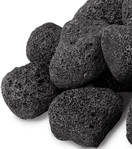GASPRO 4,5 kg große Schwarze Lavasteine, 3,5-7,6 cm, ideal für Feuerstellen im Freien, Indoor-Kamine mit Propan und Erdgas