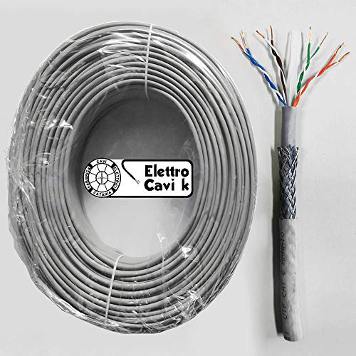 ® ELETTRO CAVI K - CAVO UTP CAT 6 ARMATO DA ESTERNO ANTI-RODITORE DI RETE IN RAME PROFESSIONALE ETHERNET MODEM TELECAMERE RJ45 100 METRI