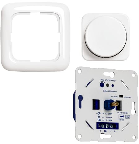 idinio ZigBee 3.0 Unterputz-Dimmer Phasenabschnitt als Komplettset mit Busch-Jaeger Reflex-SI reinweiß