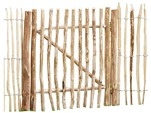 NOOR Staketenzauntor Berg-Haselnuss 0,9 x 1 m - Gartentor handgespalten & wetterfest mit stabilem Rahmen - rustikale Optik für Garten & Terrasse - passende Pforte für Rollzaun 90 cm