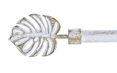 DAMDAM GO | Barra de Cortina Extensible de Metal Blanca Minimalista Para Dormitorio de 120-210 cm (Hoja)