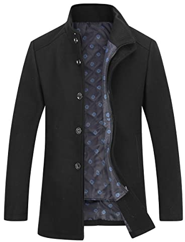 YOUTHUP Men's Coats with Gilet Winter Wool Trench Coat Casual Short Peacoat Thick Jacket
