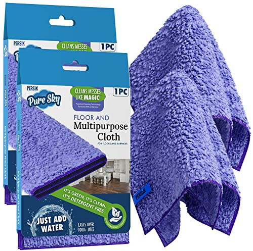 persik Pure-Sky Magic Deep Clean Cleaning Cloth – JUST ADD Water No Detergents Needed - Multipurpose Ultra Microfiber Cloth - Attachable to Mop, or as Handheld Microfiber Towels - Pack of 2