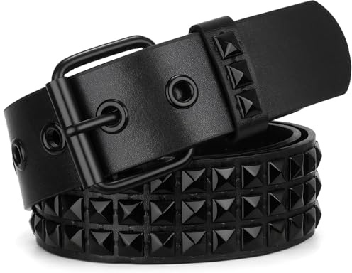 WHIPPY Nietengürtel Leder Metall Punk Rock Nietengürtel für Damen/Herren Punk-Ledergürtel Gotischer Gürtel Zubehör für Jeanshosen