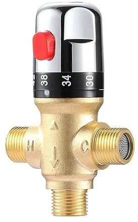 LeTkingok Brass Pipe Bathroom Water Temperature Control Faucet Cartridges Thermostat Faucet Thermostatic Mixing Valve G1/2 DN15
