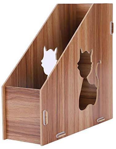 Stehsammler Holz Zeitschriftensammler stabil Stehordner mit Katzenmotiv Schreibtisch Büro Organizer Katalogsammler DIY Schulorganisation Tisch Zeitschriftenhalter Datei Papieraufbewahrung Zuhause