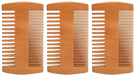 ANKROYU Holz Bartkamm, 3 teiliges Bartkamm Set aus Holz, Doppelseitig, Feiner Breiter Zahn Bartkamm, Doppelseitiger Feiner Breiter Zahn, Antistatischer Holz Bartkamm, Pflege Styling Werkzeuge