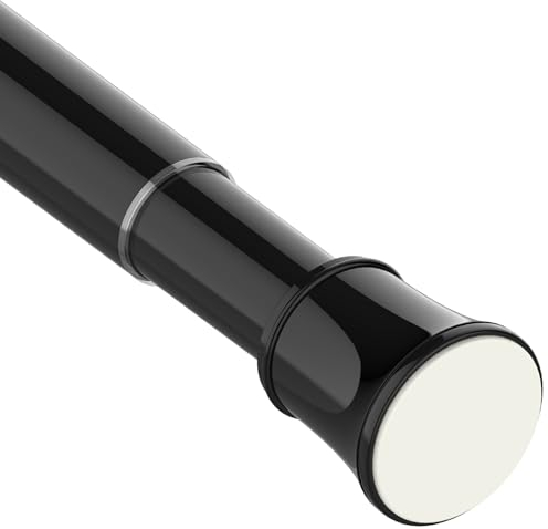 Barra de cortina sin taladros para baño, ventana, armario 1 pieza 185-250 cm Negro