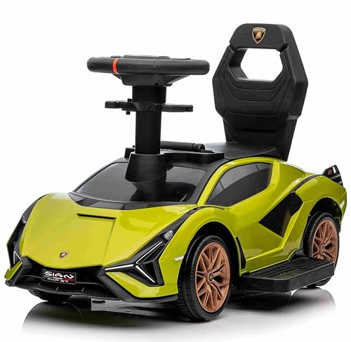 Lamborghini Sian Electric Ride On Car with Push Handle - Green