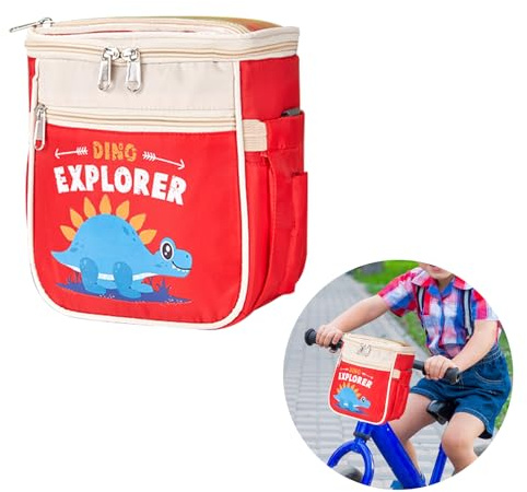 Dinosaurier Fahrradtasche Kinder, wasserdichte Lenkertasche Kinder, Organizer mit Mehreren Fächern für Roller, Lenker, Vorderrahmen, Laufrad, Dreirad, Organizer