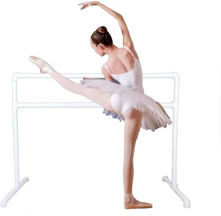 XAoSCd Doppelte Ballettstange, Workout-Tanz-Stretching-Stange, Tragbar, Freistehende Ballettausrüstung, Stretching-Yoga Für Erwachsene Und Kinder (Weißes Doppel, 180 X 60 X 100 cm)