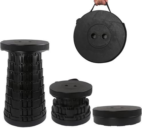 HVDHYY Sgabello Pieghevole Campeggio,Sgabello Portatile Max Capacità di Carico 215kg/ 470pound, 7altezze regolabili, Sedia Portatile, Escursionismo, Pesca Viaggi BBQ Giardino Esterno Interno Nero