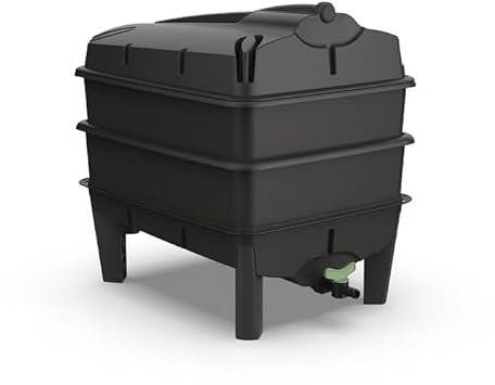 Tiger Wormery - Complete Worm Composter Kit - INCLUDING Worms Voucher to Redeem 250g Composting Worms - Designed and Made in the UK (2 Tray, Black)